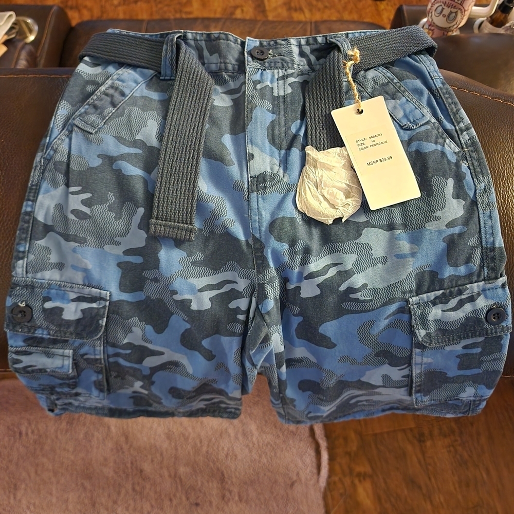 Broadway SOCIAL club. Boys Blue Camouflage Cargo Shorts